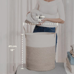 OrganiHaus cotton rope texture basket showcasing artisanal charm for toy storage