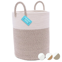 OrganiHaus large brown woven laundry basket with handles for easy laundry organization