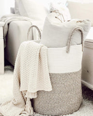 OrganiHaus living room blanket storage basket blends warmth and elegance