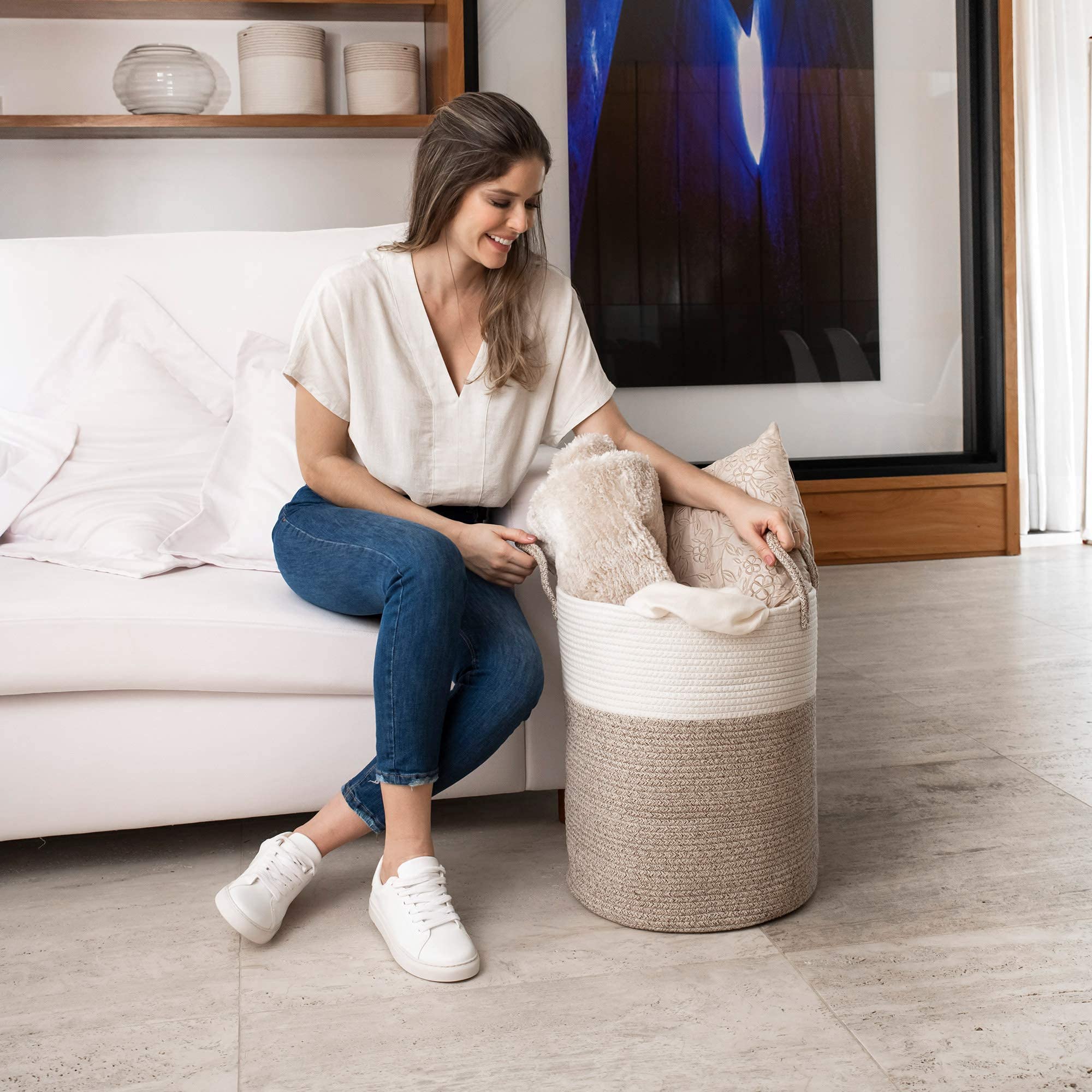 OrganiHaus nursery baby laundry hamper keeps clothes organized and tidy