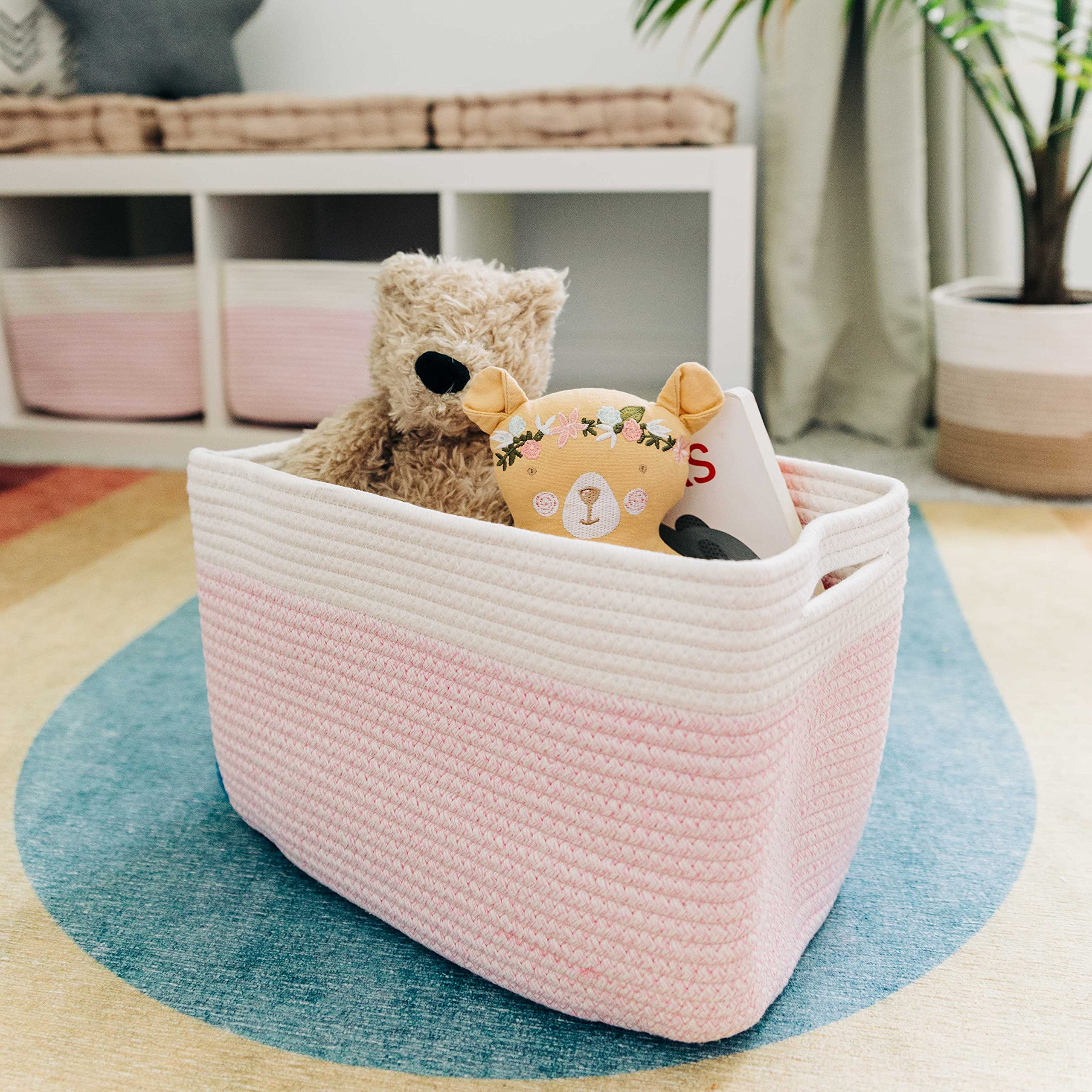 OrganiHaus shelf storage bin provides lightweight clutter control.
