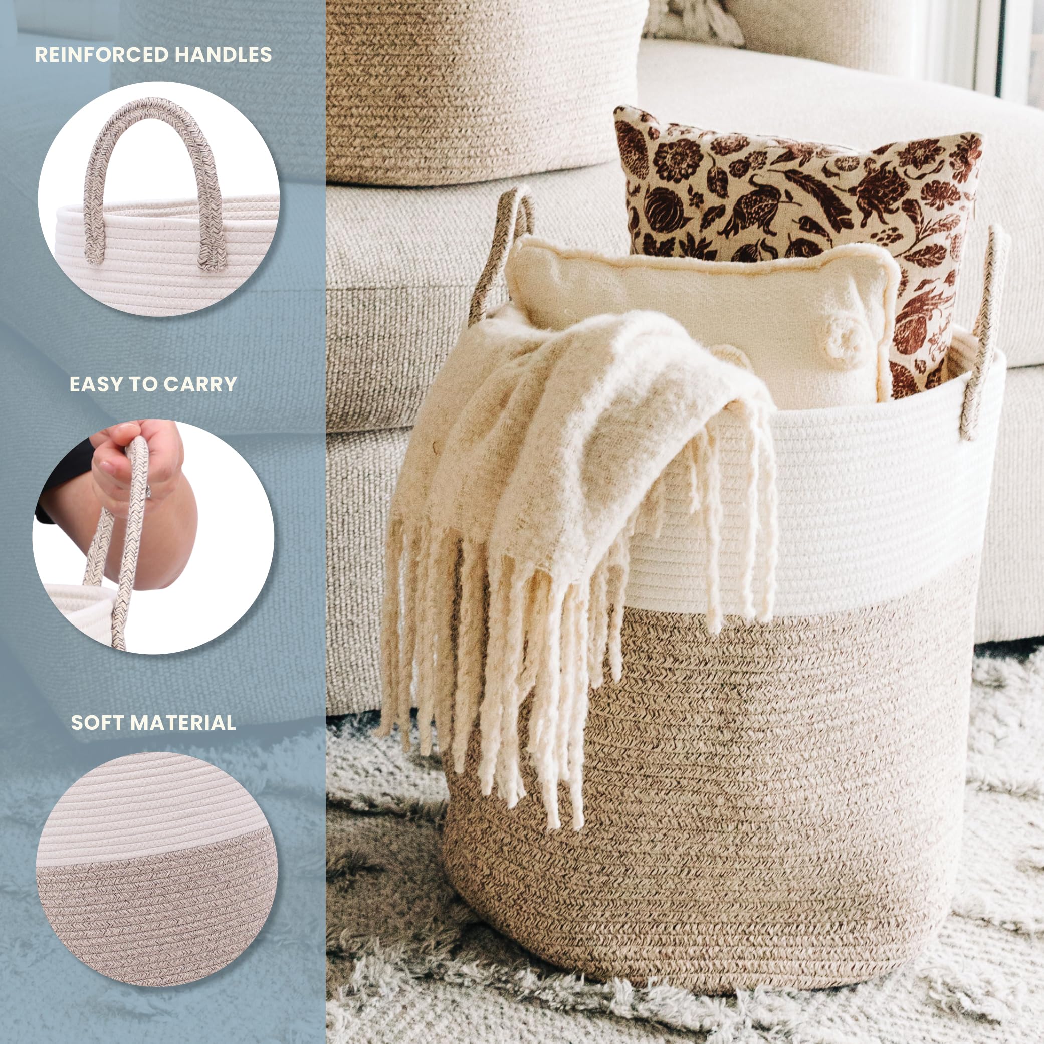 OrganiHaus tall laundry basket offering strong structure for daily use