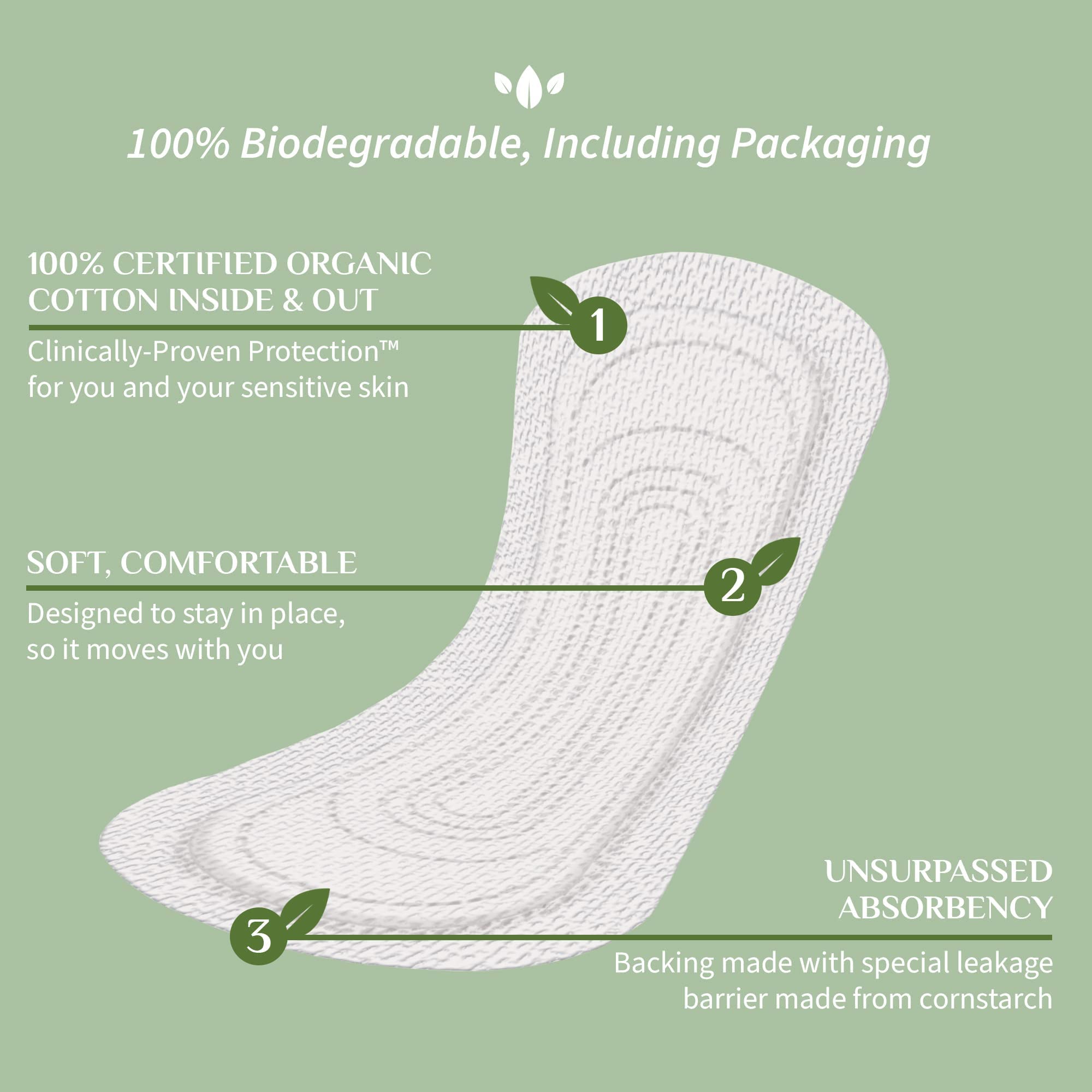 Organyc box opened reveals panty liner packaging and labeling.