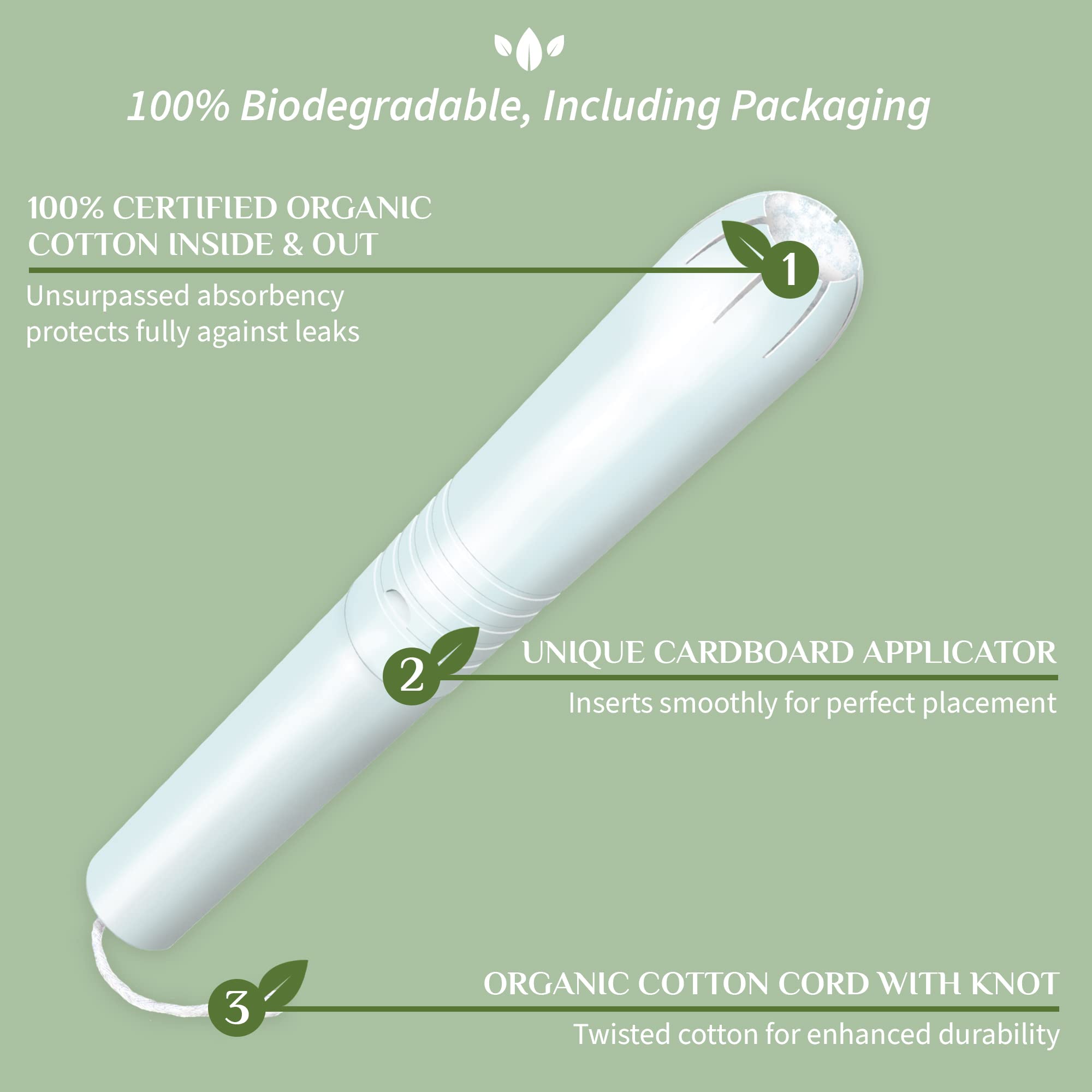 Organyc cardboard applicator close-up highlighting sustainable use.