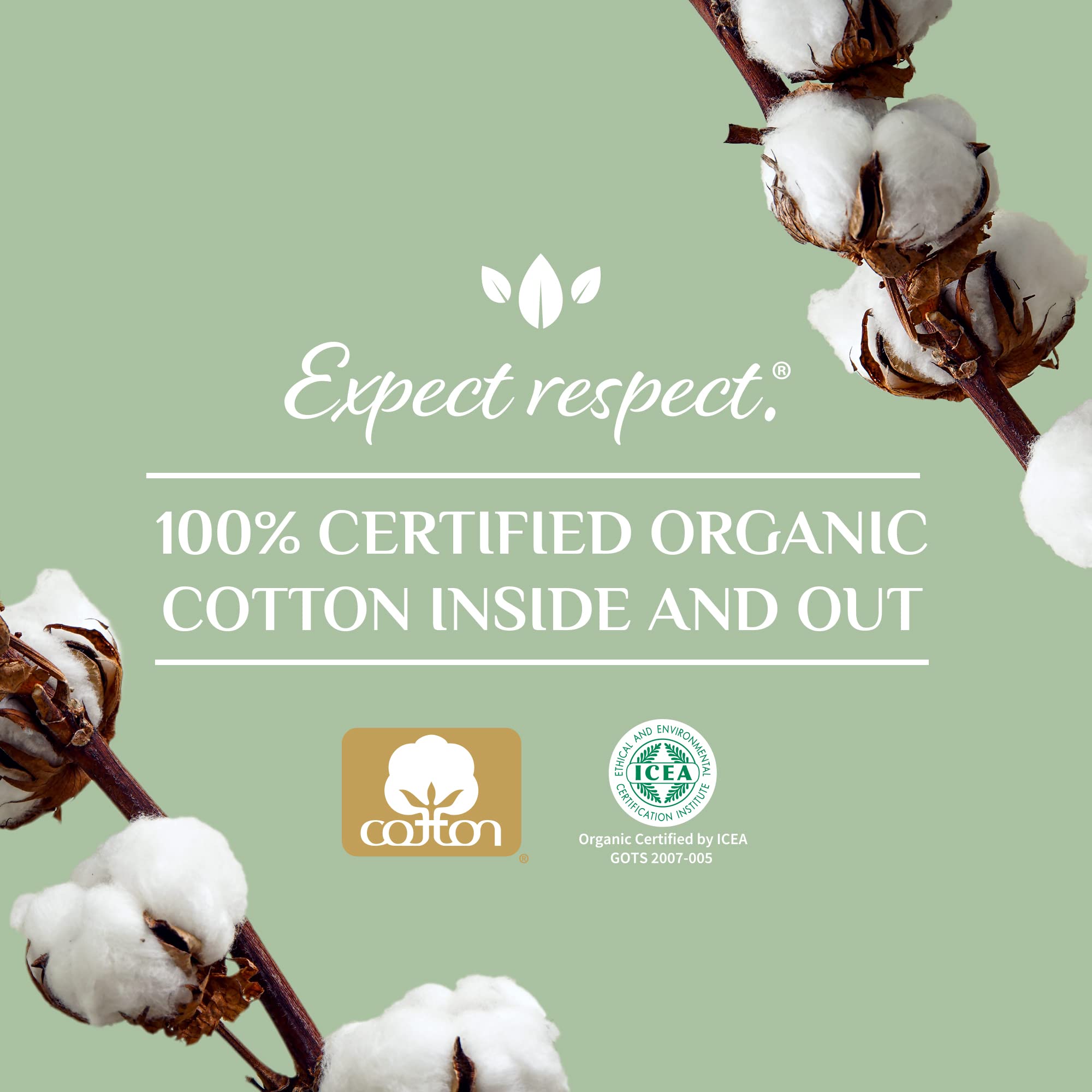 Organyc eco-friendly packaging highlights sustainability for daily use.