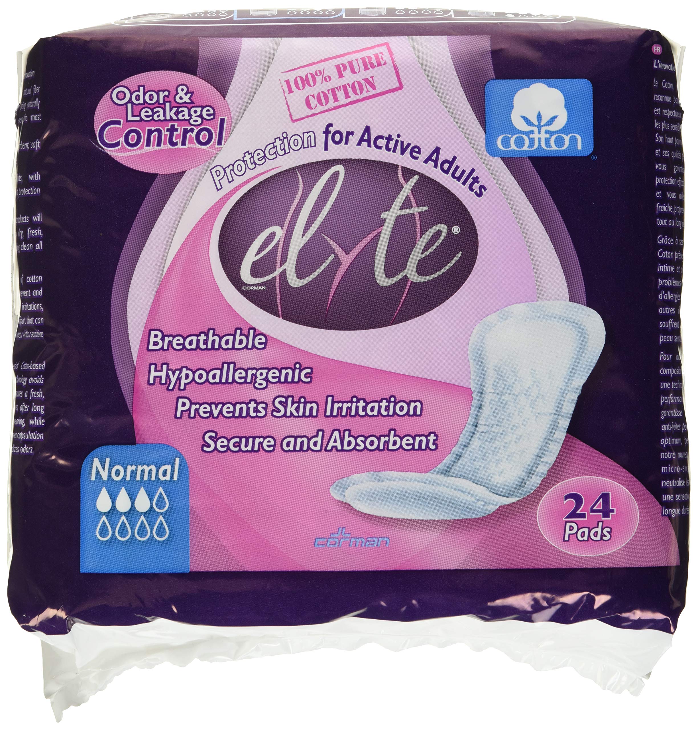 Organyc Elyte cotton-core pad with pure cotton lining for skin-friendly protection.