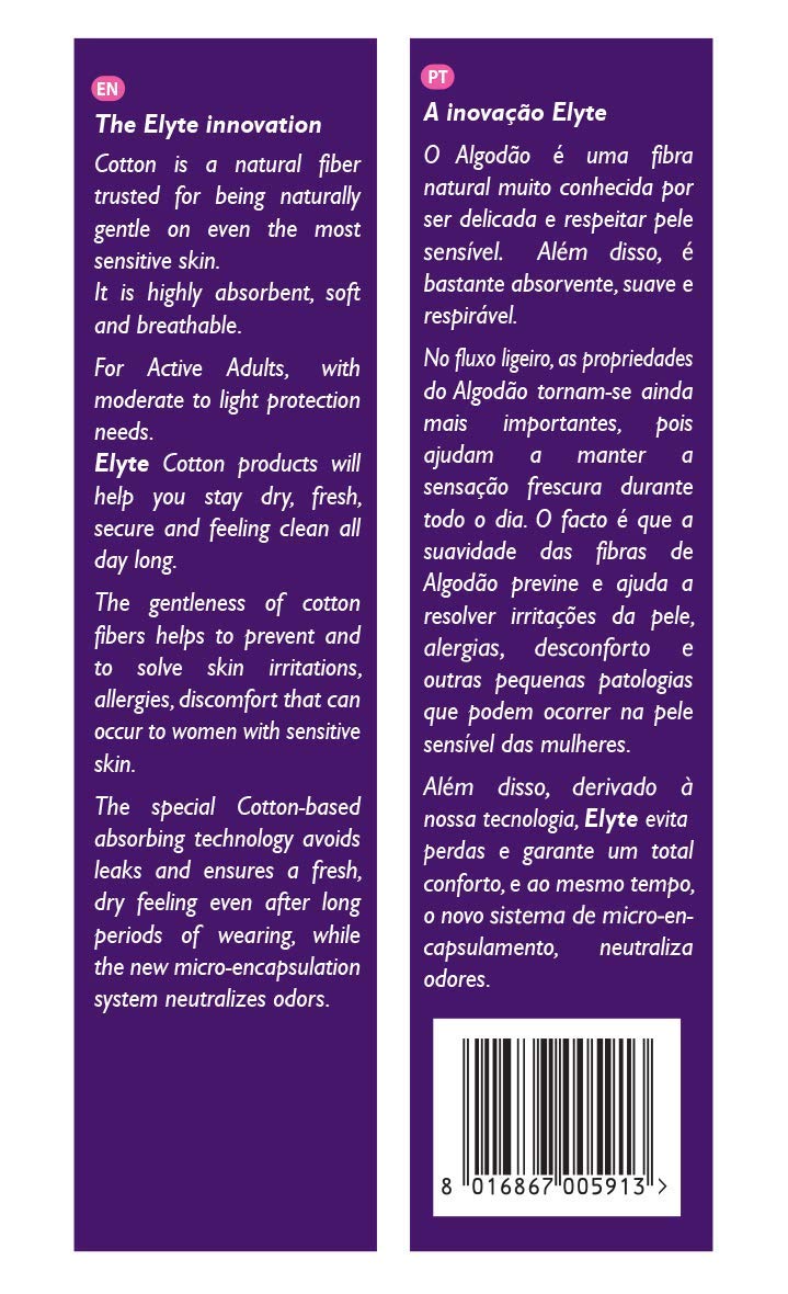 Organyc Elyte Light Inco Pads anatomical shape supports comfortable wear with discreet fit.