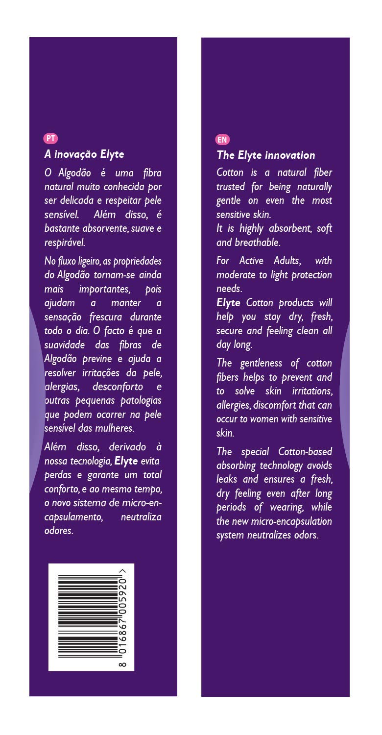 Organyc Elyte Light Inco Pads Extra adhesive back keeps the pad in place during wear
