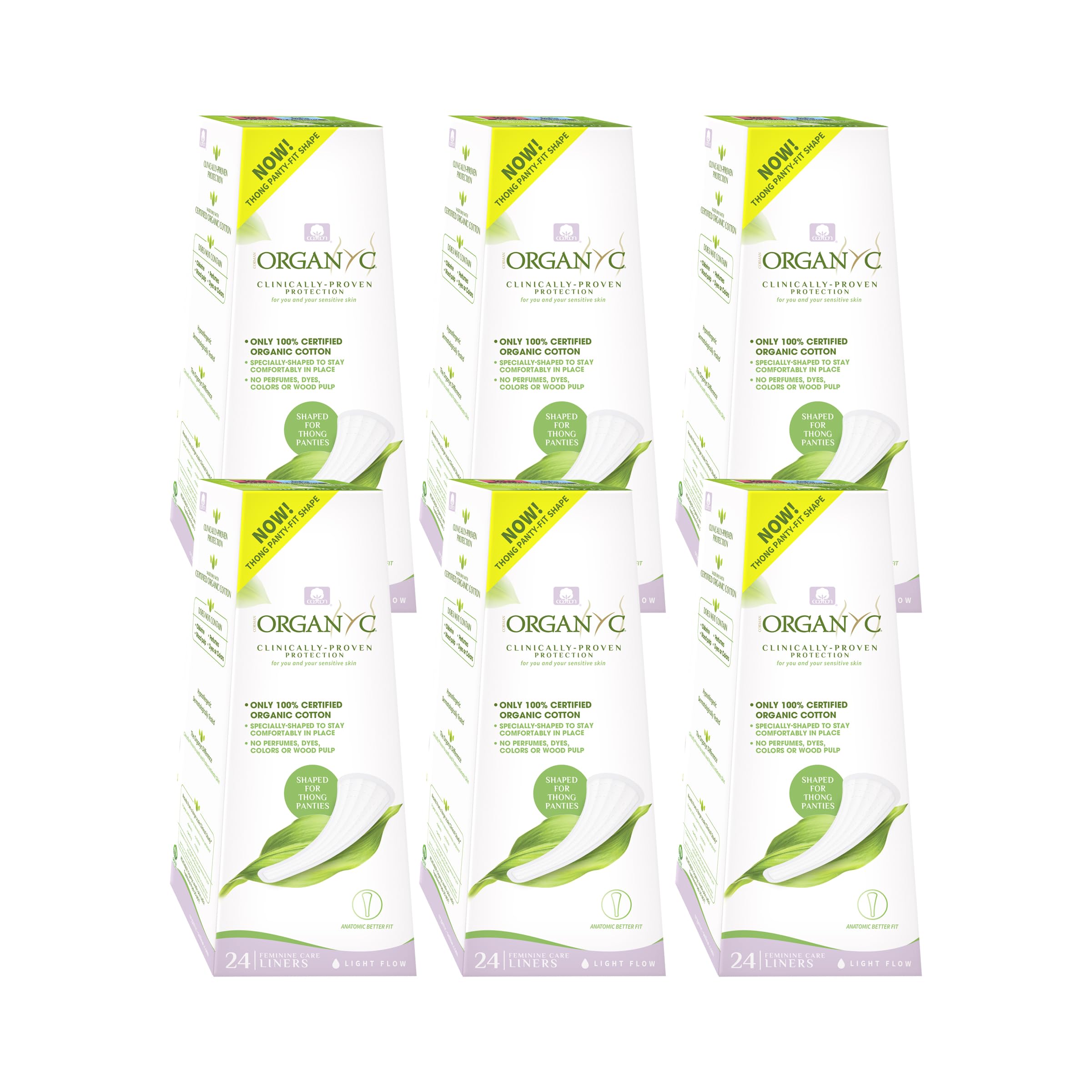Organyc foldable tanga panty liner six-pack for discreet daily protection.