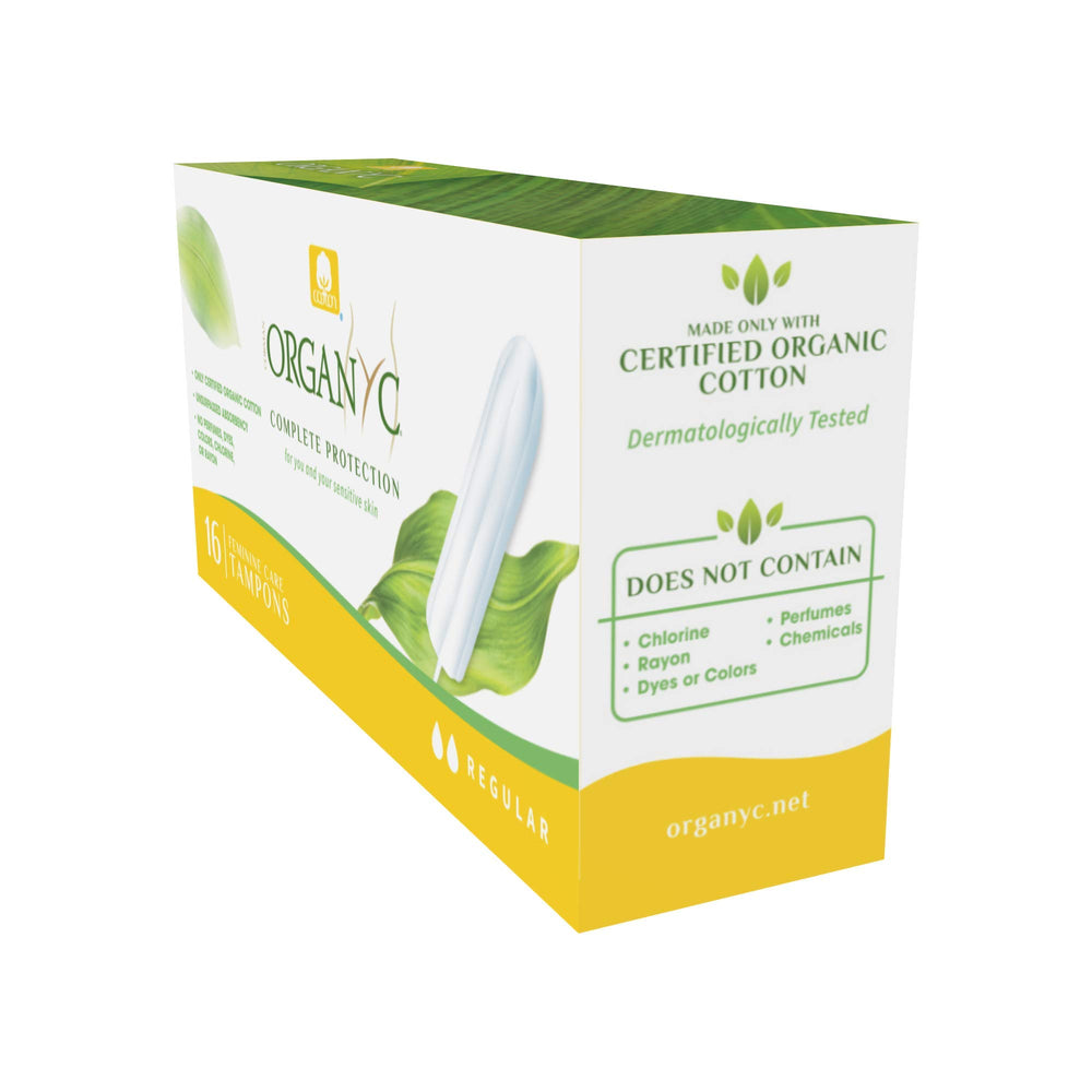 Organyc hypoallergenic tampon with soft cotton minimizes irritation and suits sensitive skin.
