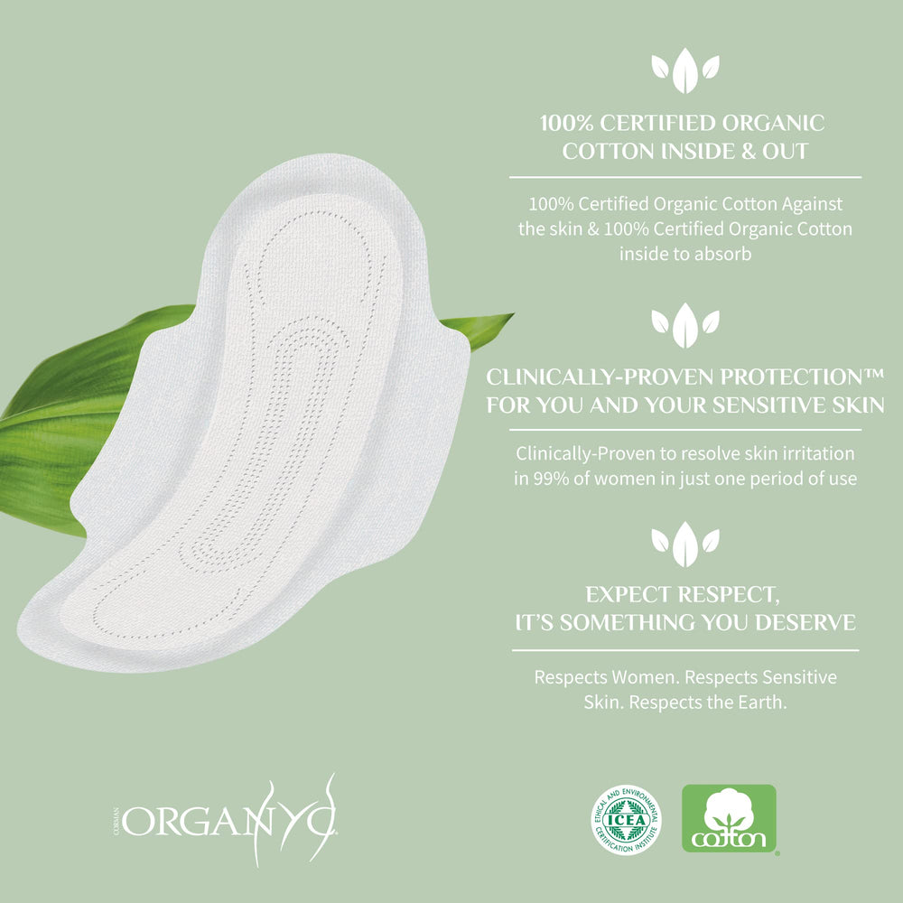 Organyc individually wrapped pad keeps you discreet and portable.