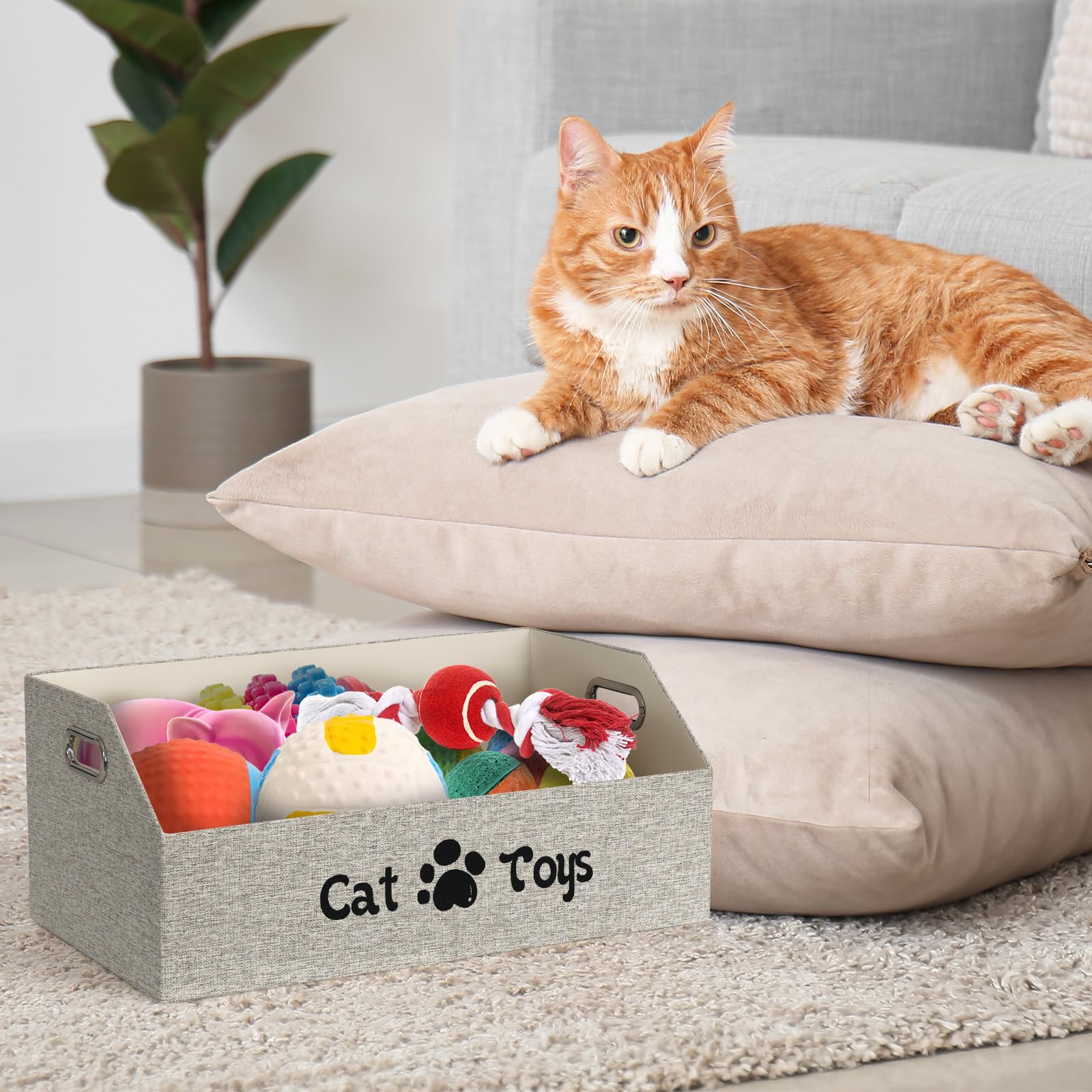 ORGMASTER cat toy basket beige color suits many room styles