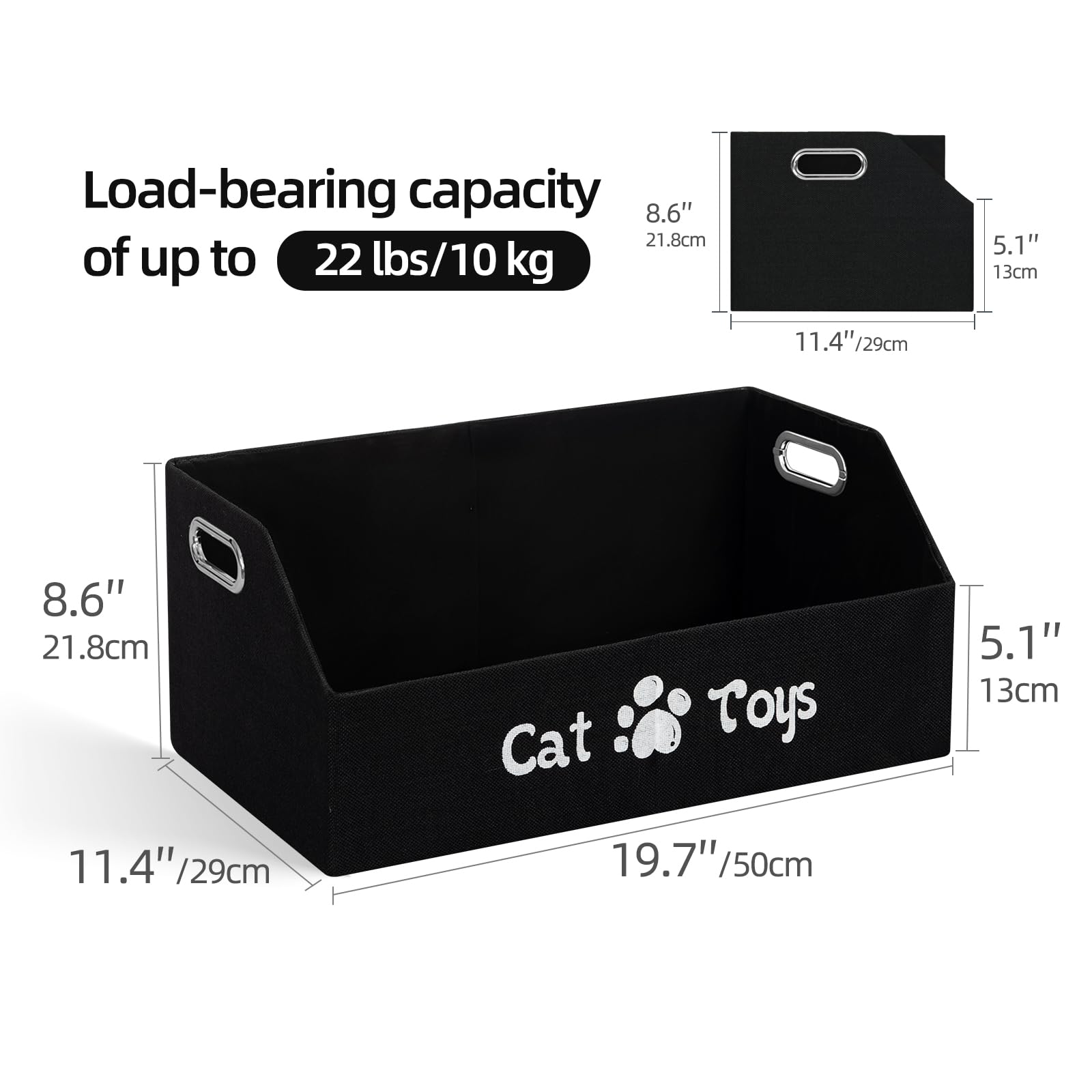 ORGMASTER Cat Toy Basket collapsible design saves space when not in use.