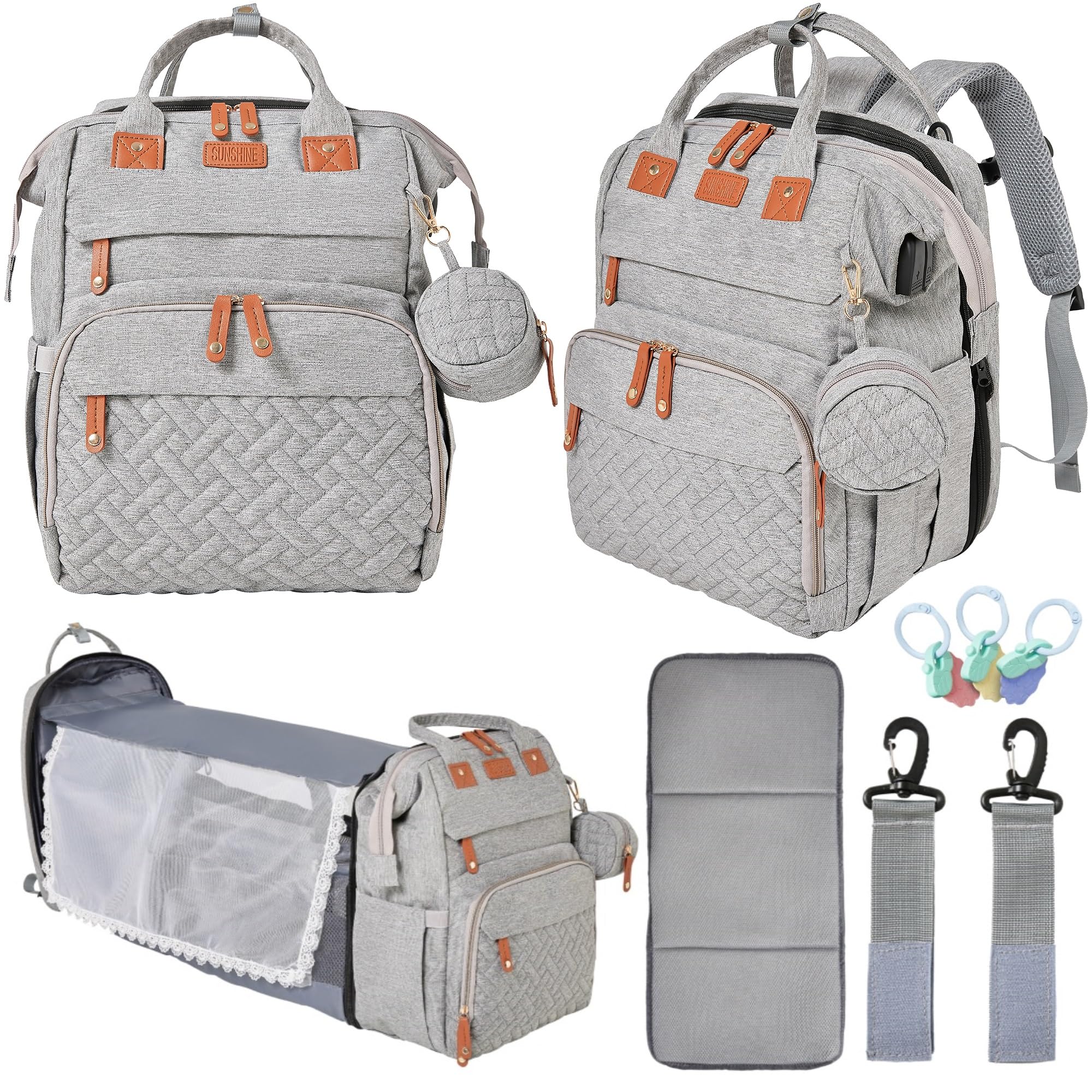 Orian diaper bag backpack with changing station for on-the-go diaper changes