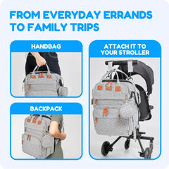 Orian diaper bag includes USB port and pacifier holder for travel