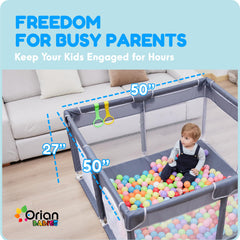 Orian playpen mesh provides 360-degree visibility for supervision