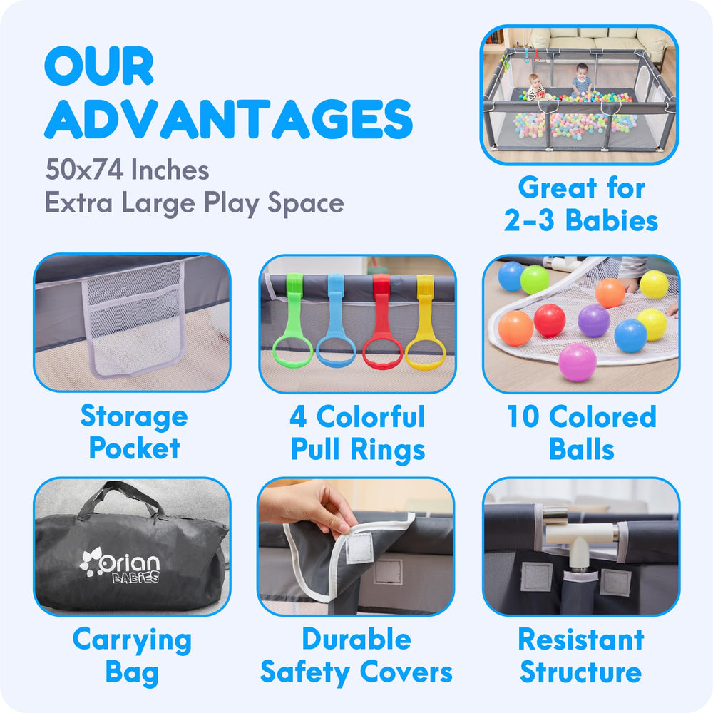 Orian Playpen easy setup with alloy steel frames and quick joints