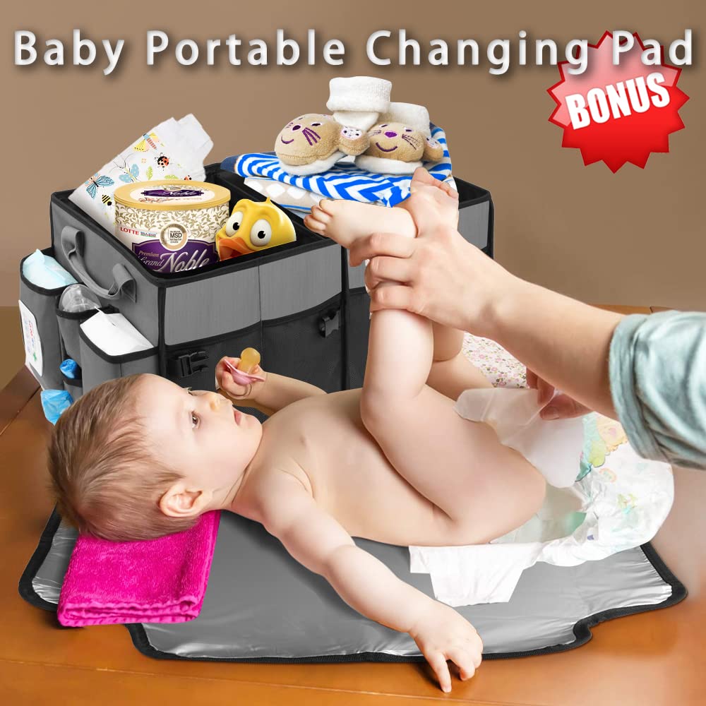 ORIENT FAMULAY trunk organizer changing station with diaper pad and bottle pockets