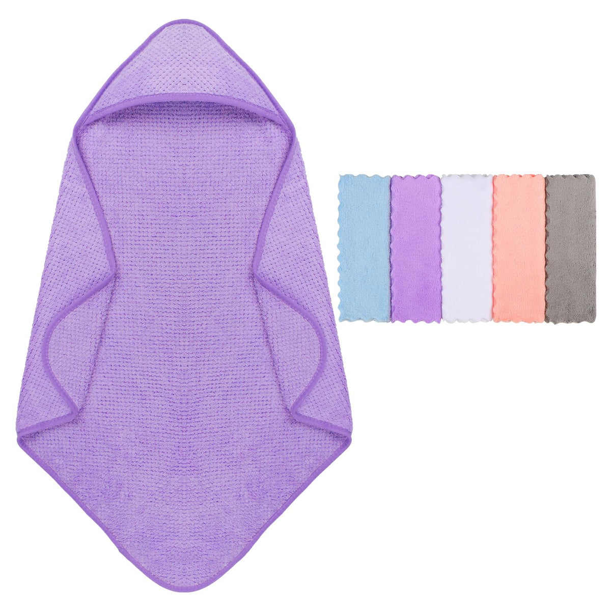 Orighty baby hooded towel 28x28-purple front view, plush velvet softness for quick drying