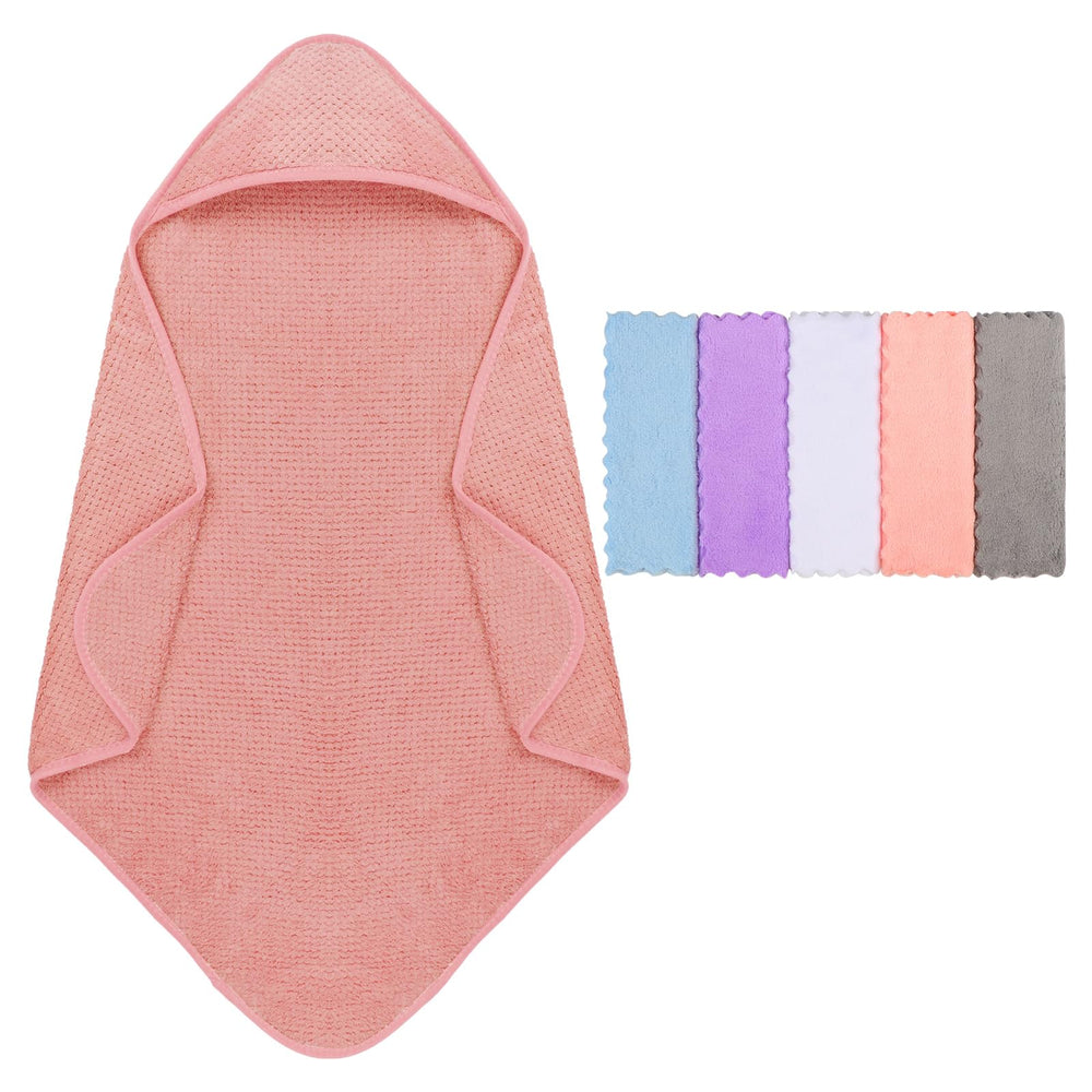 Orighty baby hooded towel in pink, ultra-soft and quick-drying after bath.