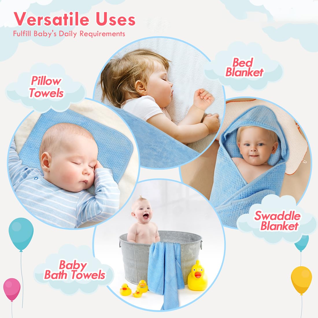Towel used to dry a baby after bath, highlighting warmth and comfort.