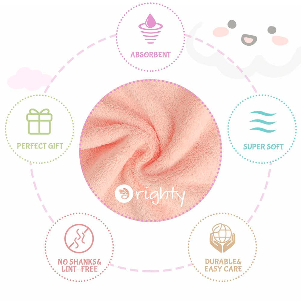 Orighty burp cloths absorbent coral fleece, quick drying for messes.