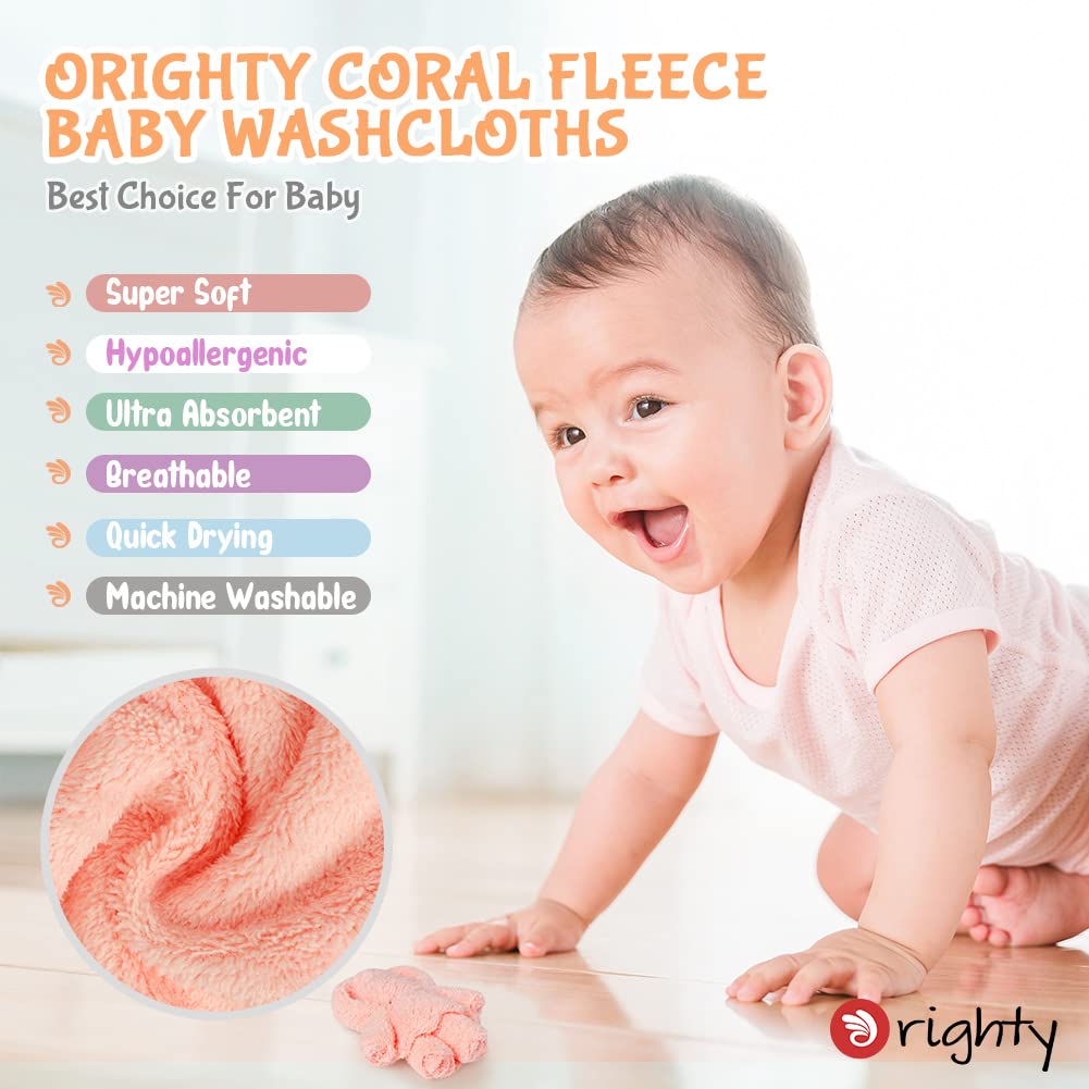 Orighty microfiber coral fleece washcloths are highly absorbent for quick cleanups.