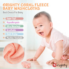 Orighty microfiber coral fleece washcloths are highly absorbent for quick cleanups.