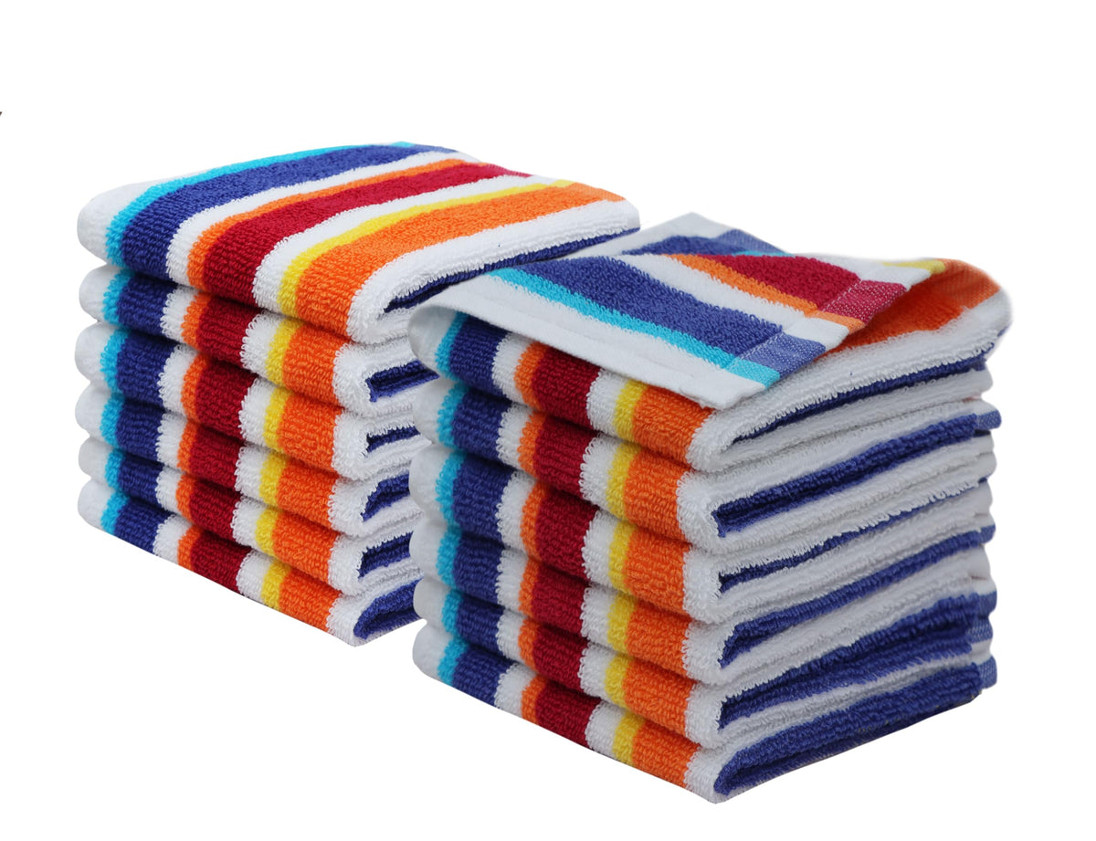 Original Kids wash cloths in cabana stripe design for gentle daily cleansing.