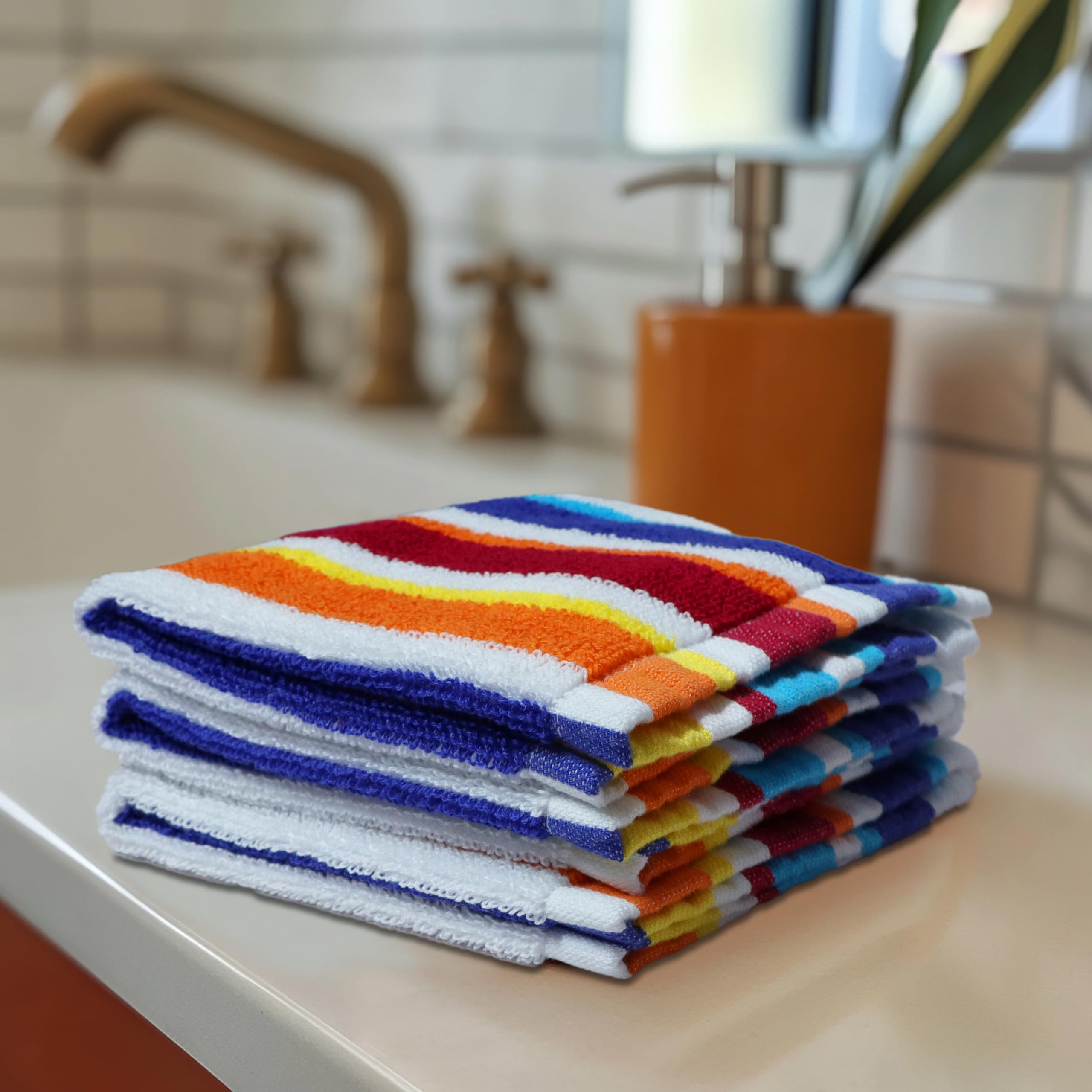 Original Kids wash cloths feature soft terry fabric for quick drying and absorbency.