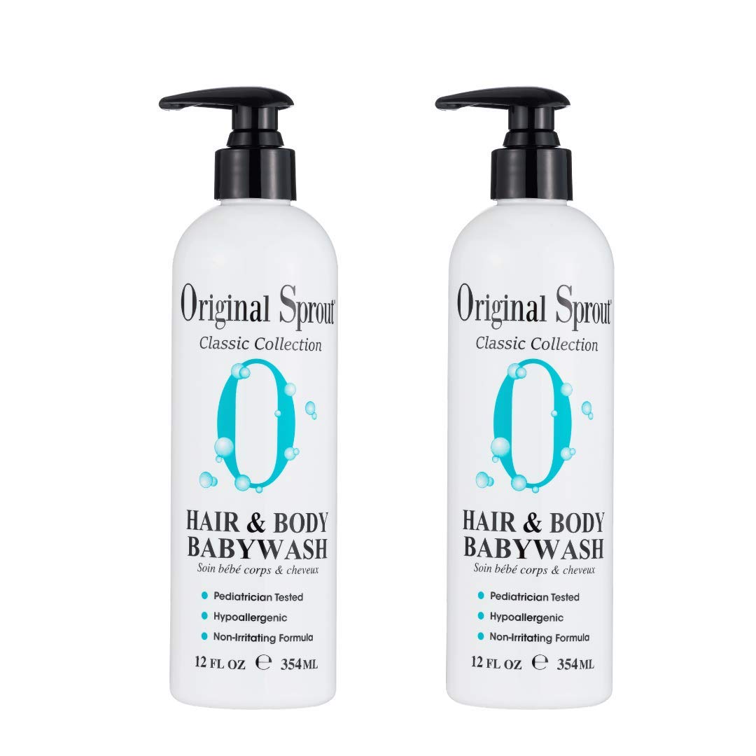 Original Sprout Hair and Body Baby Wash bottle pour — gentle, moisturizing cleanser for baby's delicate skin.