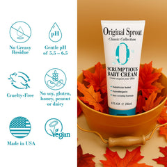 Applying Original Sprout Scrumptious Baby Cream on skin for daily hydration
