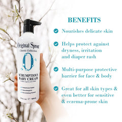 Original Sprout Scrumptious Baby Cream being applied to the face.