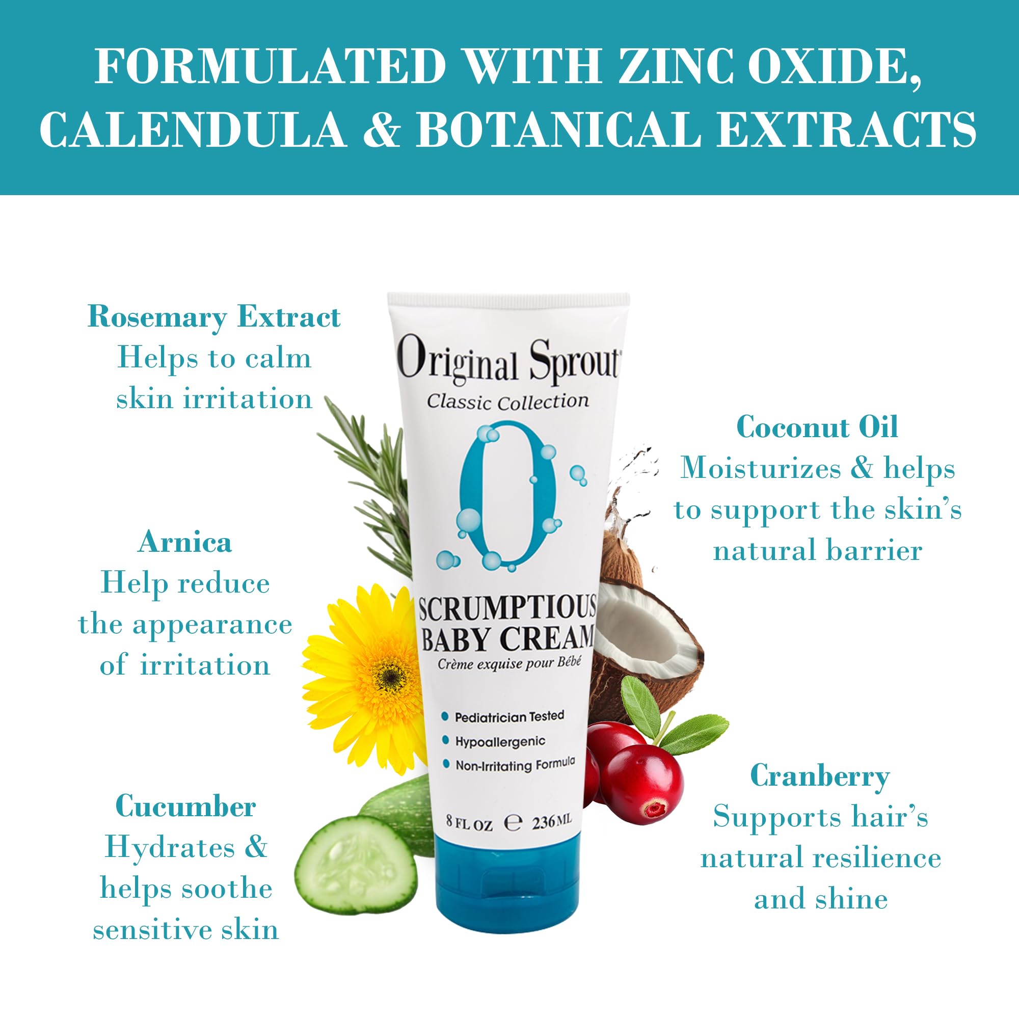 Calendula and zinc oxide in Original Sprout Scrumptious Baby Cream