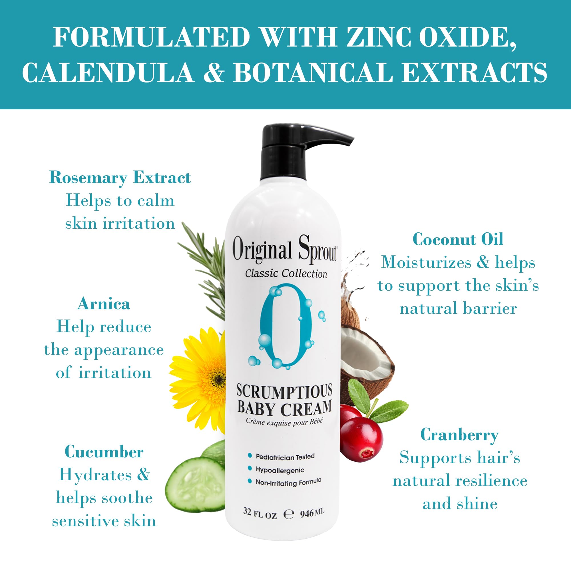 Original Sprout Scrumptious Baby Cream ingredients zinc oxide calendula calming skin