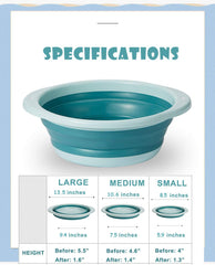 ORIZZP 3-pack collapsible wash basin medium ideal for camping and chores.