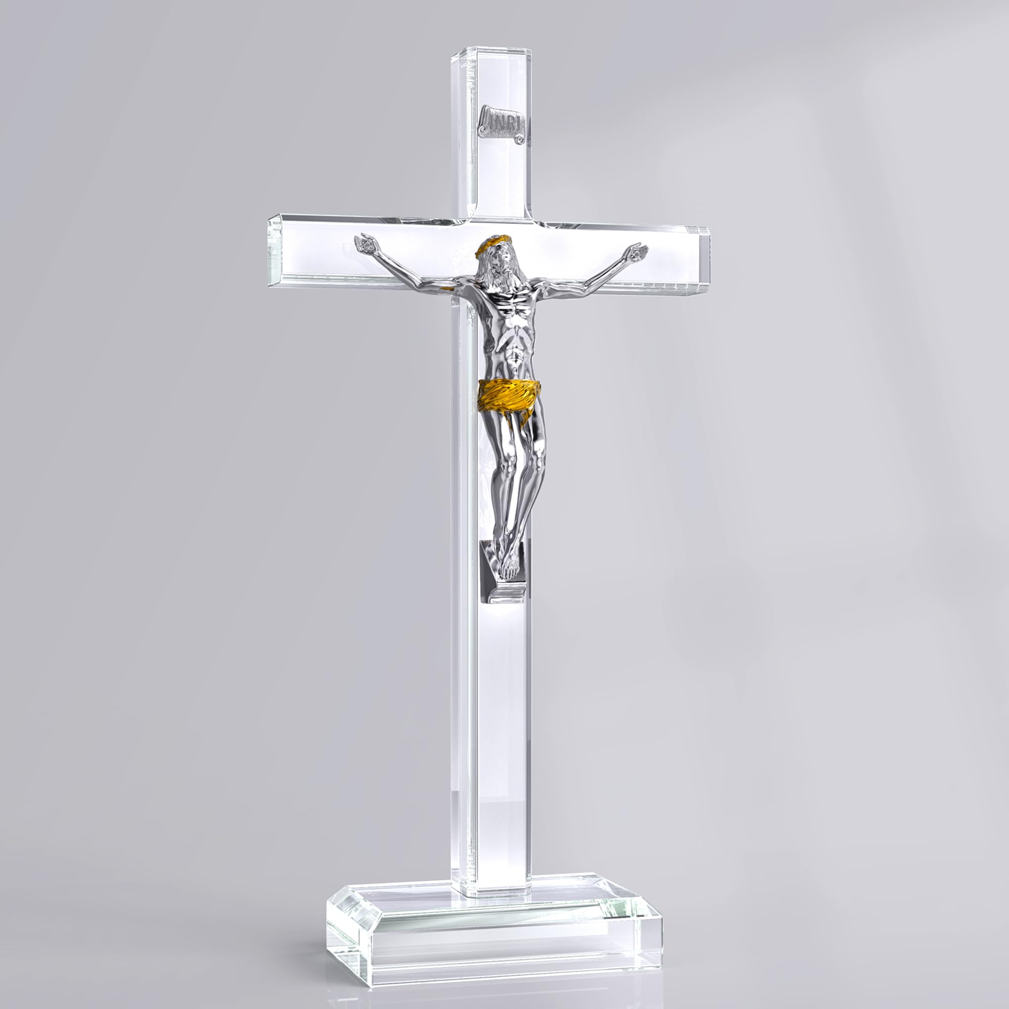 Ornalrist crystal cross altar display suitable for church and home