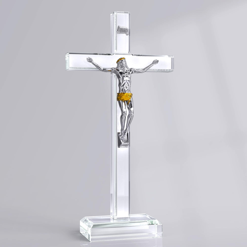 Ornalrist crystal cross altar display suitable for church and home