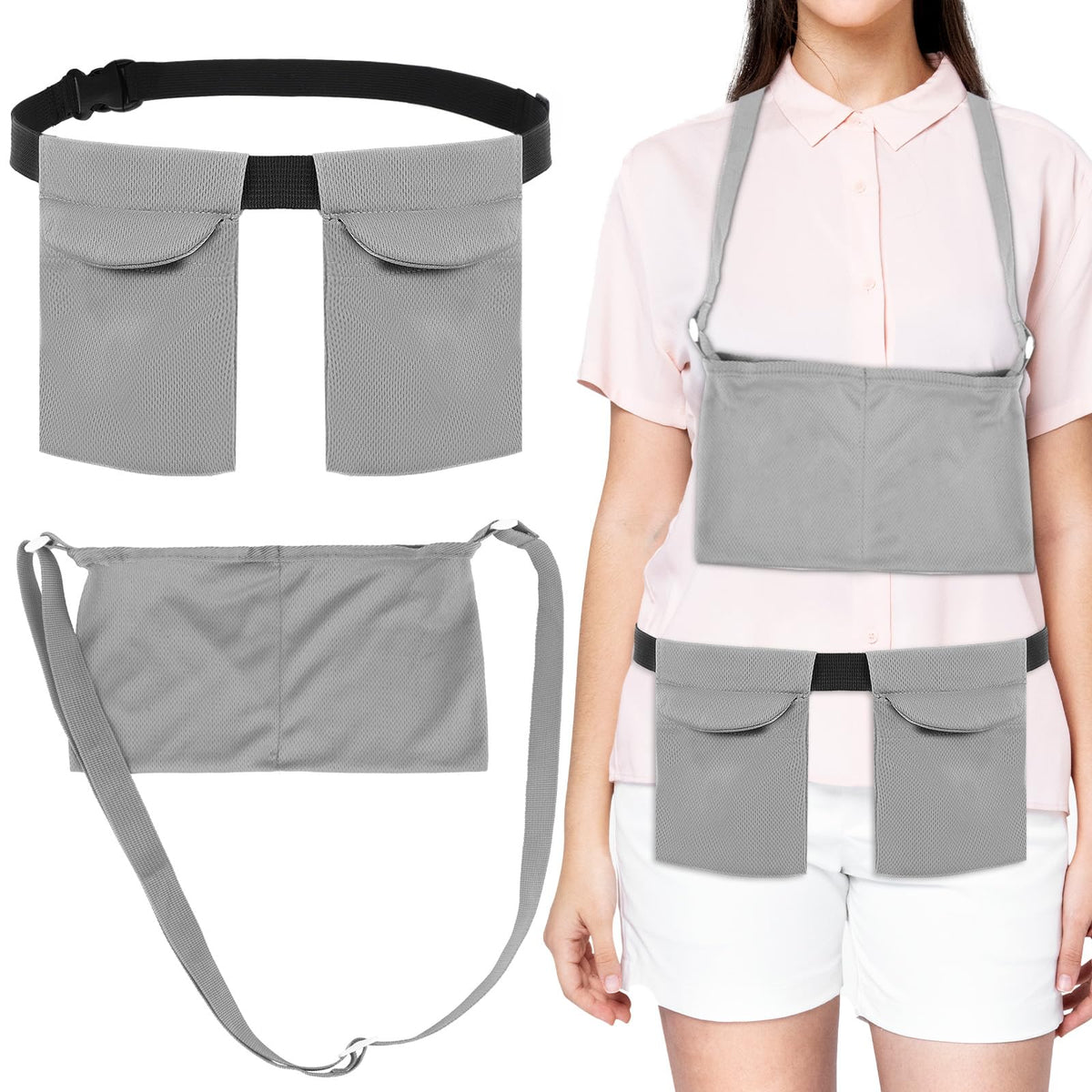 Oruola drain holder after tummy tuck in grey keeps drainage secure and comfortable.