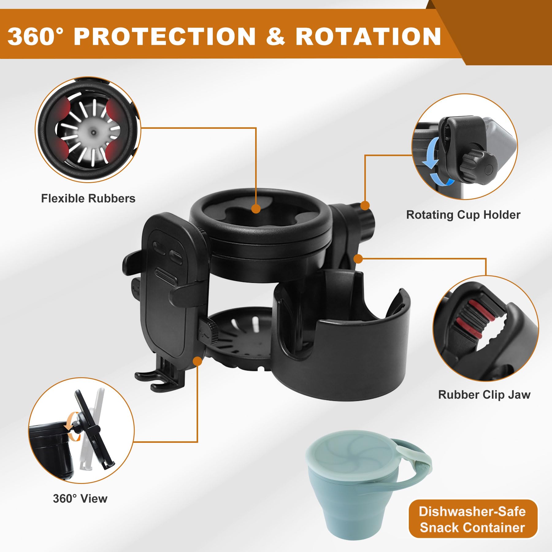 Orylia double cup holder supports two cups during adventures