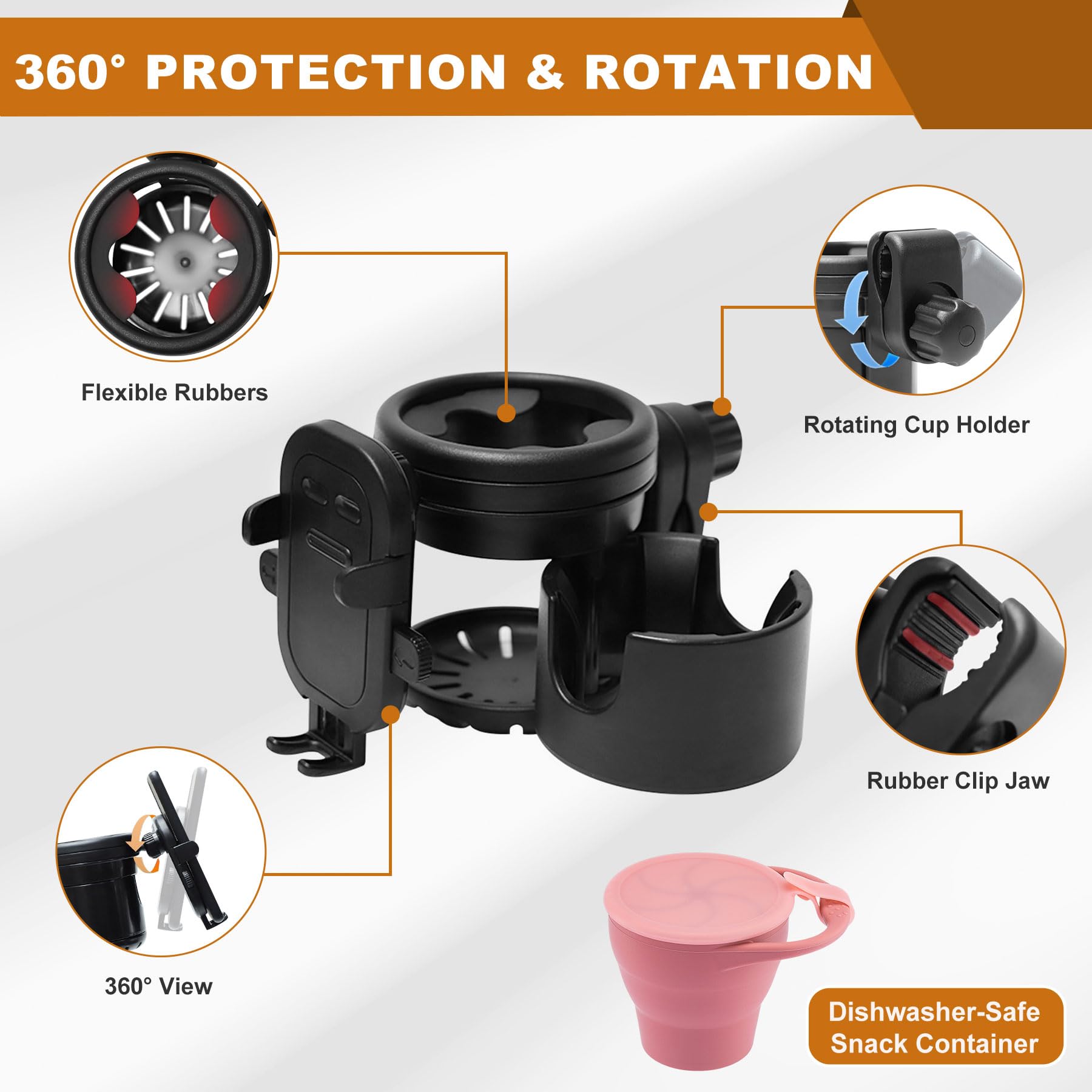 Orylia secure grip with 360-degree rotation for optimal viewing.