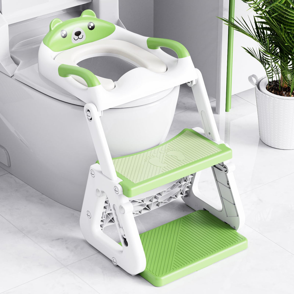 Orzbow 2-in-1 potty seat with step stool for stable toddler use