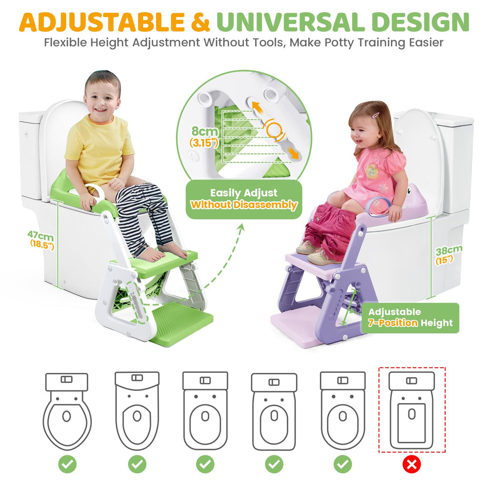 Orzbow Adjustable Height Frog Potty grows with your child without disassembly
