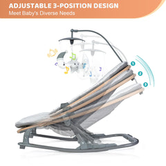 Orzbow baby bouncer at 50-degree angle helps baby explore upright comfort.