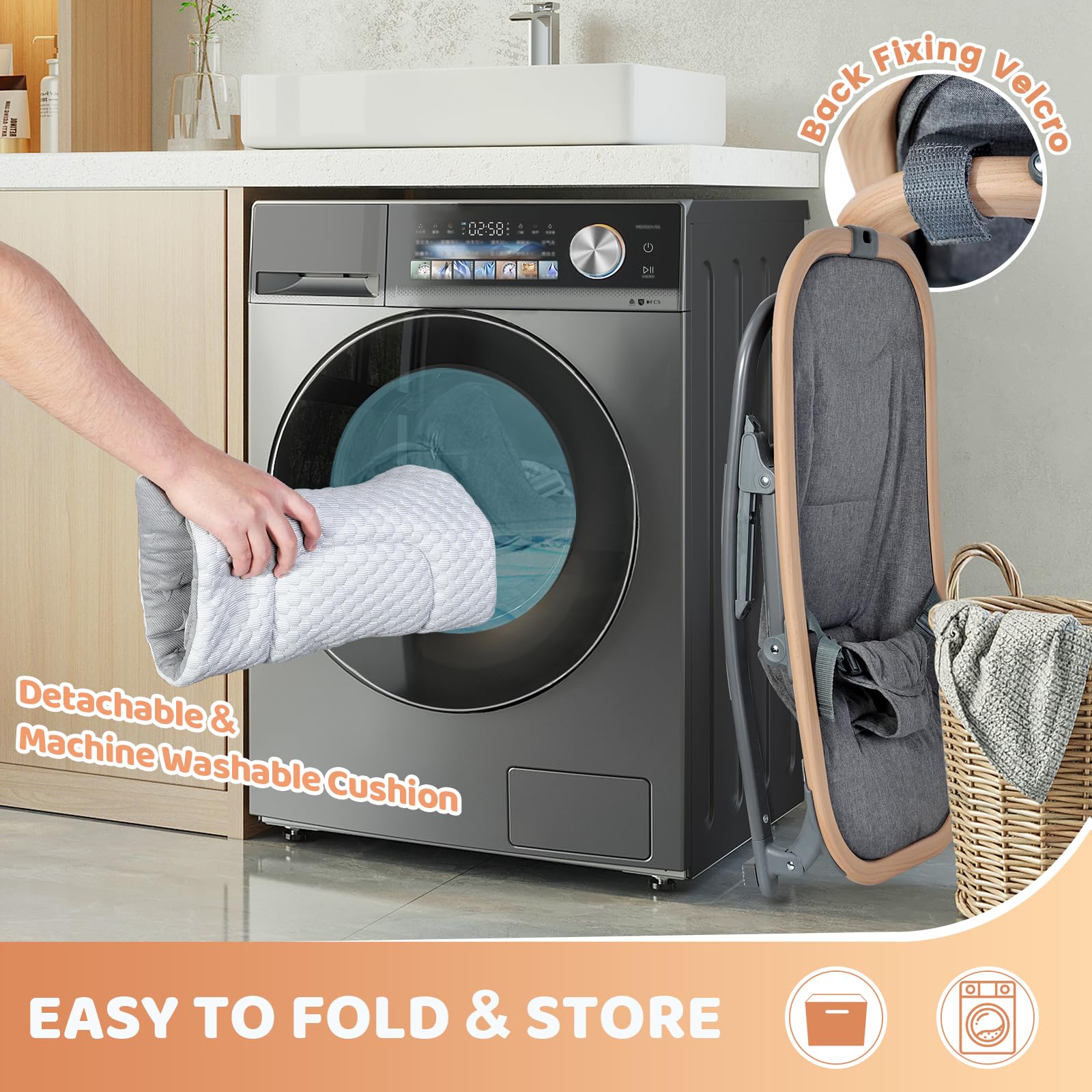 Orzbow baby bouncer ergonomic seat promotes proper posture and support.