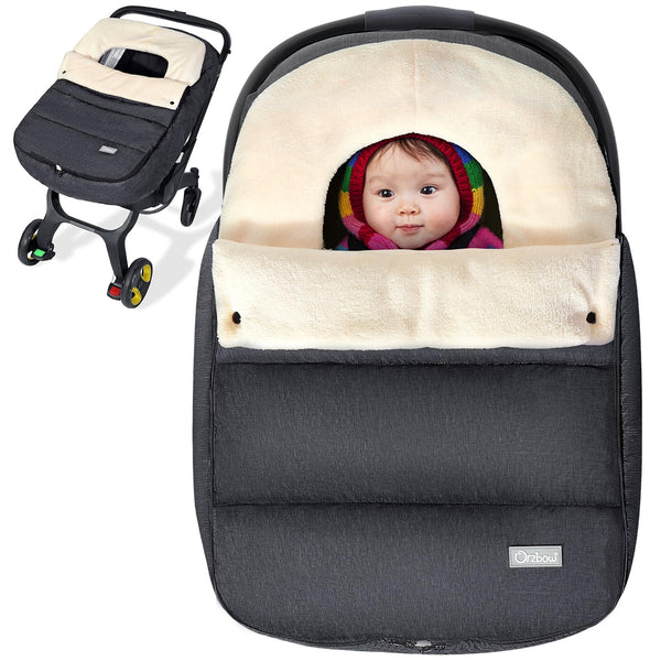 Orzbow baby car seat cover front with buttoned warmth design for winter trips