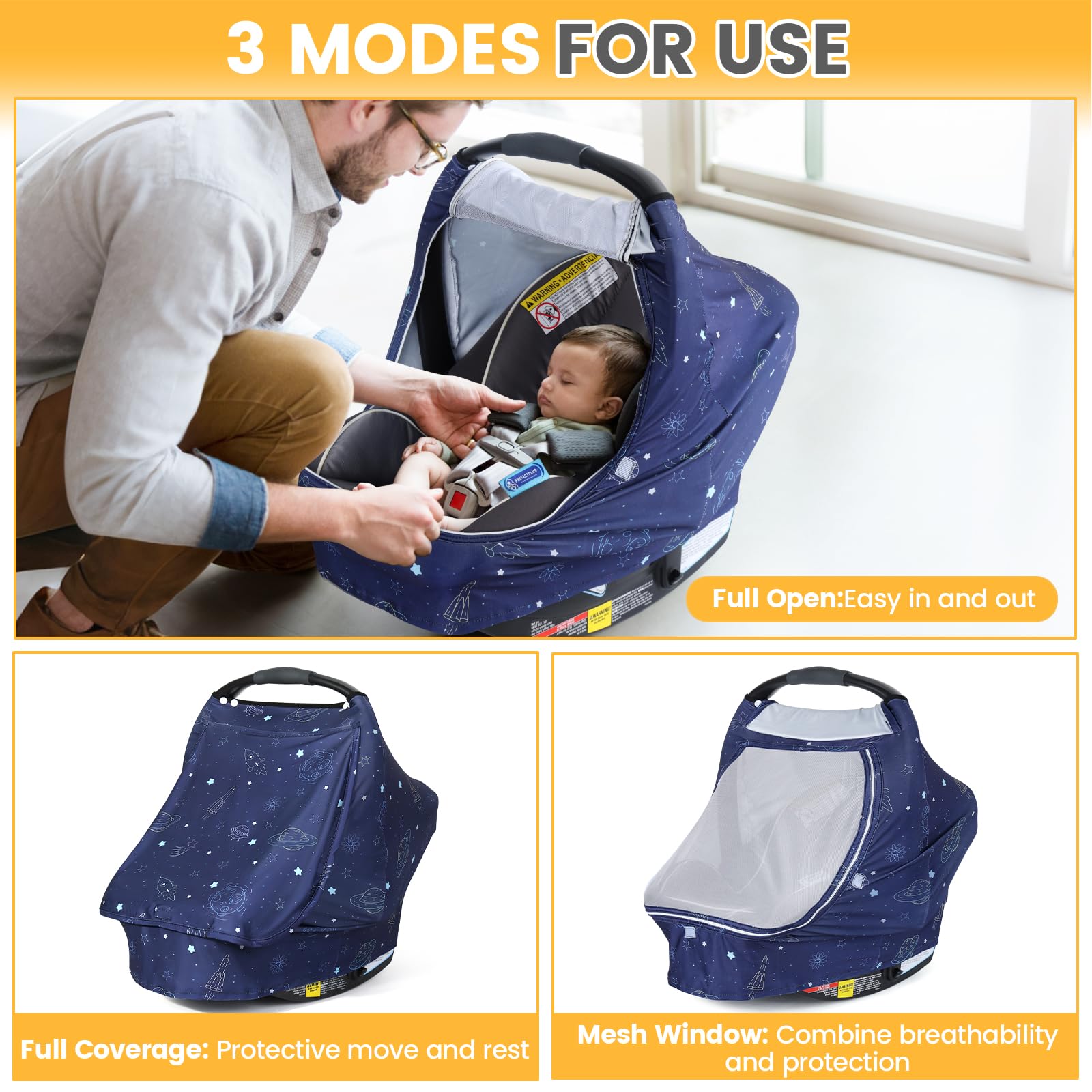 Orzbow cover with easy zipper access for quick baby checks.