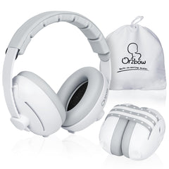 Orzbow baby ear muffs front view; lightweight protection for travel.