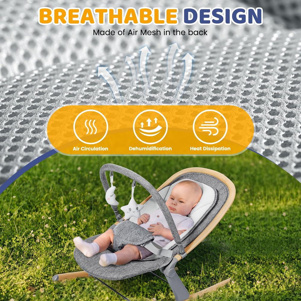 Orzbow Baby Rocker Chair 3-point harness for secure baby seating.