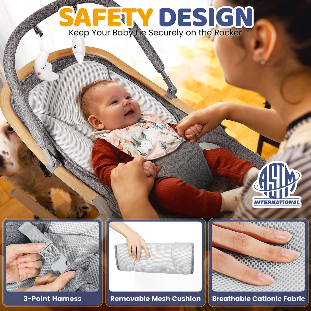 Orzbow Baby Rocker Chair removable play bar for safe, engaging playtime.